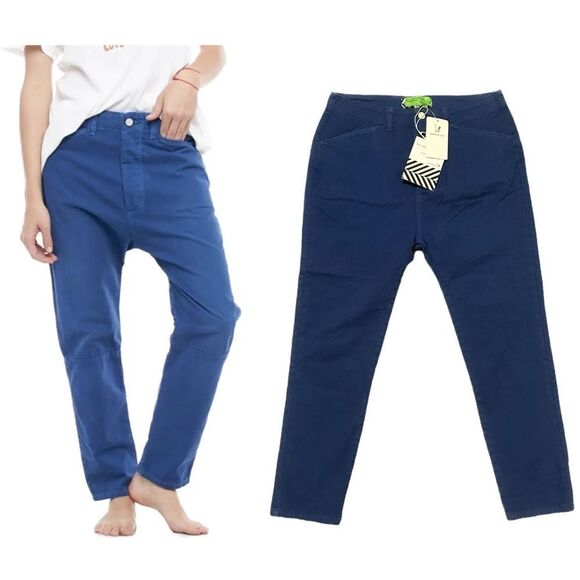 Sandrine Rose X Free People High Rise Oversized Jean in College Blue 24 NWT - Picture 1 of 14